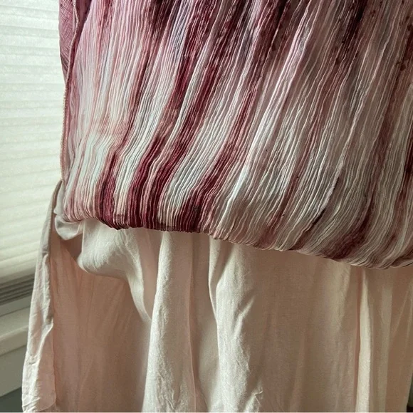 Sundance Gemi Pink Multi Tie Dye Floral Embroidered Dress Cupro Chiffon Size S - Picture 11 of 15